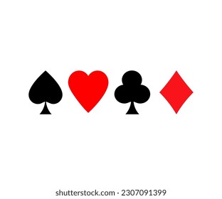 Playing card suit icons. Сlub, Heart, spade, diamond logo design. Playing cards symbols vector design and illustration.