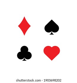 Playing Card Suit Icons. Vector Illustration Isolated On White Background