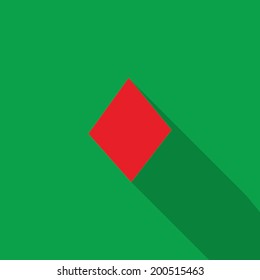 Playing card suit with long shadows. Flat design illustration
