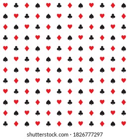 Playing card suit seamless pattern. Red And Black card symbols.