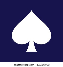 Playing card suit spade vector icon. Blue background