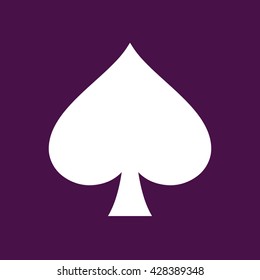 Playing card suit spade vector icon. Purple background