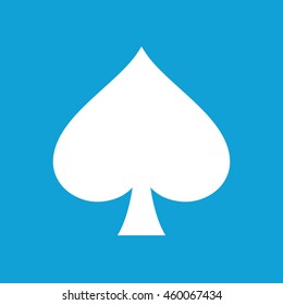 Playing card suit spade vector icon. Blue background