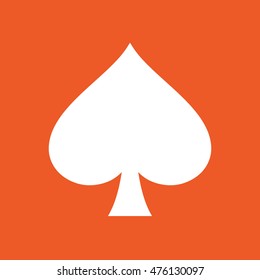 Playing card suit spade vector icon. Orange background