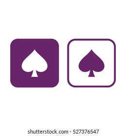 Playing card suit spade vector icon. Purple and white