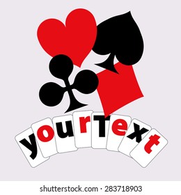 Playing card suits composition. Design for logo, t-shirt, ads etc. Elements can be used separately.