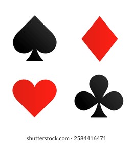 Playing card suits design isolated on white background.	