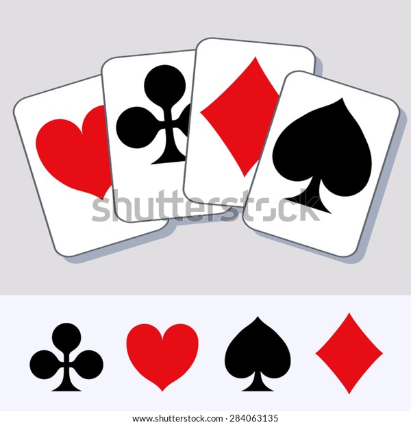 Playing card suits. Design for logo, t-shirt,\
ads etc., supplemented by its\
elements.
