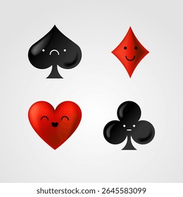 Playing card suits with expressive faces