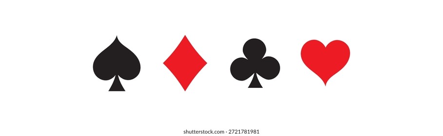 Playing Card Suits Flat Style Vector. Card suits icon, playing cards vector illustration. eps10