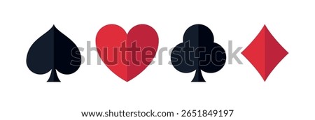 Playing Card Suits Flat Style Vector