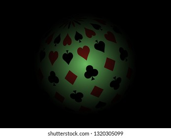 Playing card suits globe illustration green design