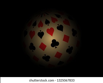 Playing card suits globe illustration light brown design