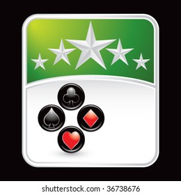playing card suits green star background