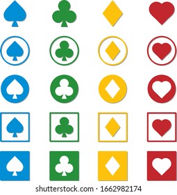 playing card suits icon set