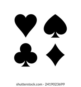 Playing card suits icon set black. Poker playing cards suits symbols.