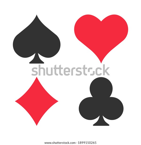 Playing card suits icon set. Casino symbols.\
Vector illustration isolated on\
white.
