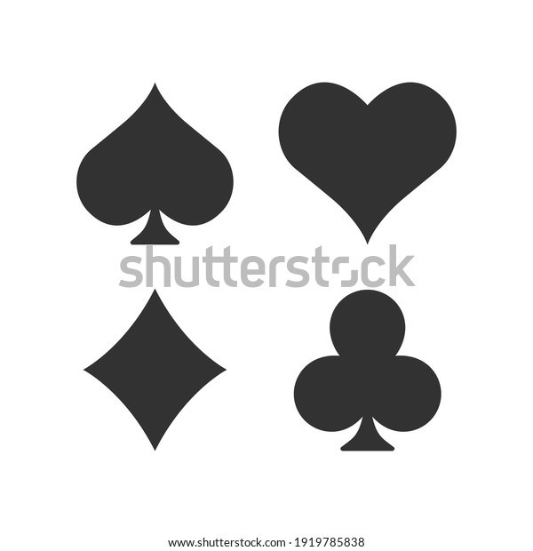 Playing card suits icon set. Casino\
black symbols. Vector illustration isolated on\
white.