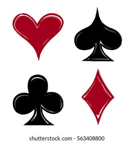 Playing card suits, icon, symbol set hand drawing. eps10