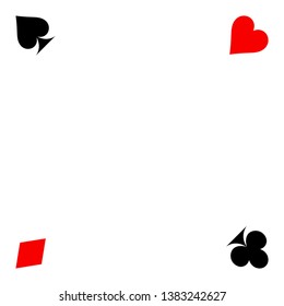 playing card suits isolated on white background. Frame of card suits.