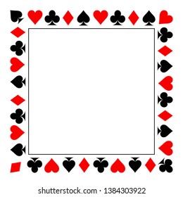 playing card suits isolated on white background. Frame of card suits.