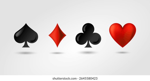 Playing card suits line art on light background