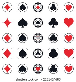 Playing Card Suits modern solid icons - Diamonds, Spades, Clubs and Hearts creative concept symbols