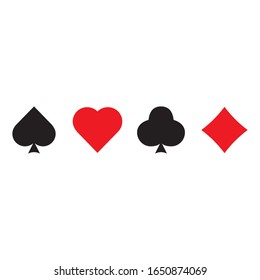 juego de símbolos de objeto Card Suits de tarjeta establecido en fondo blanco