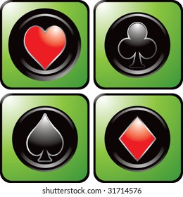 playing card suits on green web buttons