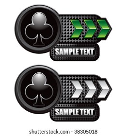 playing card suits on green and white arrows