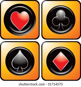 playing card suits on orange web buttons