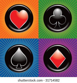 playing card suits on retro banners