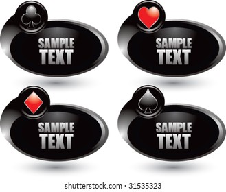 playing card suits on silver swoosh