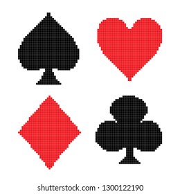 playing card suits in pixels