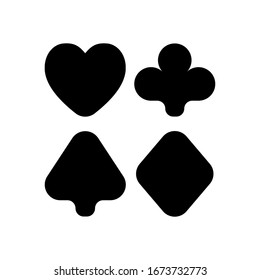 Playing card suits, poker club. Black icon on white background