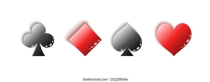 Playing Card Suits Set Four Symbols Stock Vector (Royalty Free) 1312290566