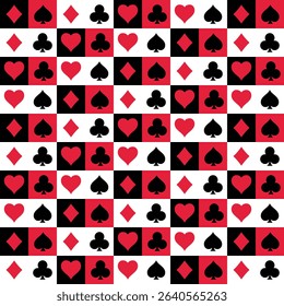 Playing card suits signs pattern background. Vector illustration