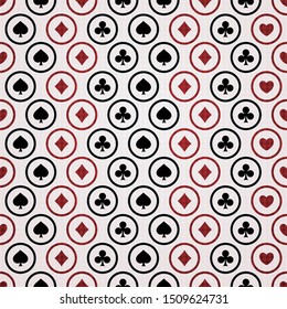 Playing card suits signs seamless pattern background