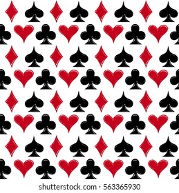 Playing card suits, signs, seamless pattern background. eps10