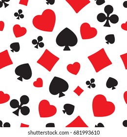 Playing Card Suits Signs Seamless Pattern On White Background