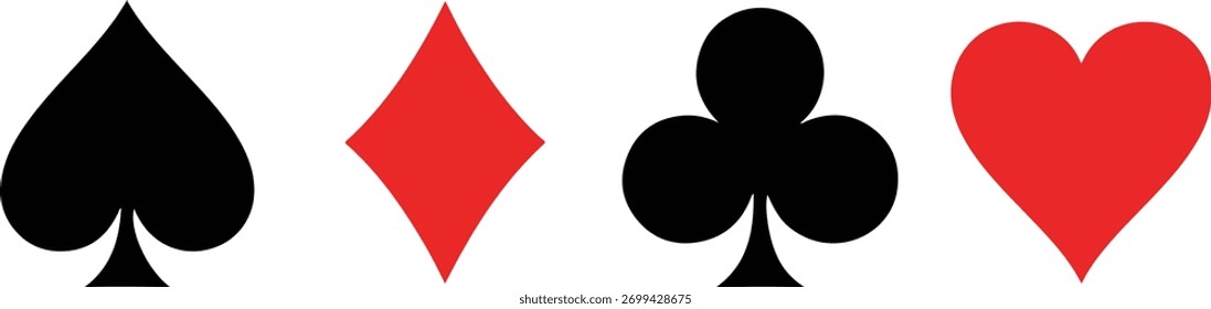 Jogando naipes de cartas - Spade, Diamond, Club, e símbolos de coração em negrito Design