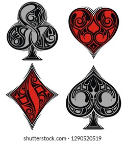 Playing card suits. Spades, hearts,diamonds, clubs icons. Poker Symbols 