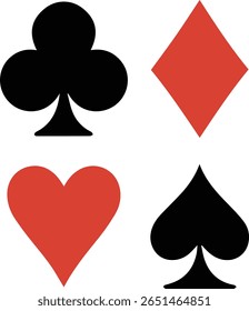 Playing Card Suits Vector – Spade, Heart, Diamond, Club Icons for Cricut, Stickers, and Casino Projects