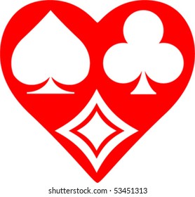 playing card symbol in hearts