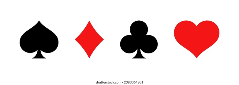 Playing card symbol suit. Poker heart ace spade, diamond casino card symbol. vector icon.