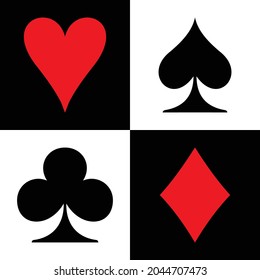Playing card symbol vector illustration. heart. spade. club. diamond. logo. 