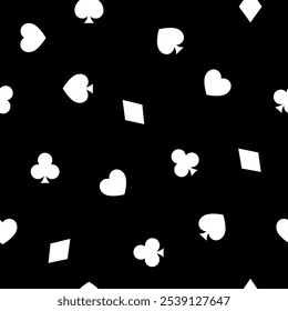 Playing Card Symbols. Black and White Card Game Elegance, seamless  pattern Casino Texture