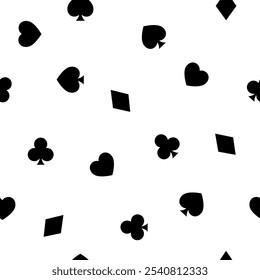 Playing Card Symbols. Black and White Card Game Elegance, seamless  pattern Casino Texture