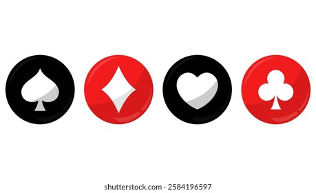 Playing card symbols flat icon isolated on white background.