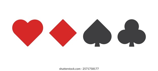 Playing card symbols: hearts, diamonds, spades, and clovers. Vector illustration